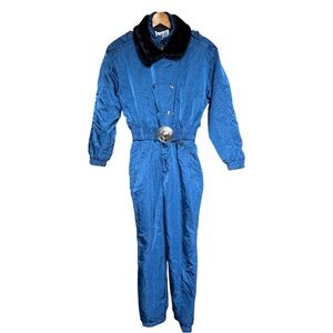 FERA Vintage Blue One-Piece Ski Suit / Jumpsuit Size 14